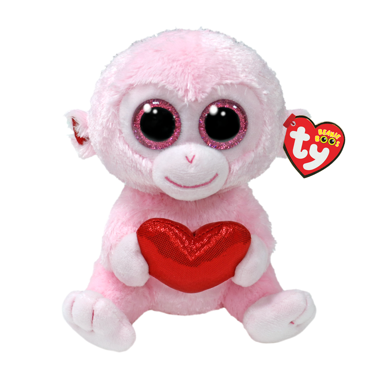 Ty Valentine Beanie Boo - Gigi Monkey with Heart – Buddies Toys