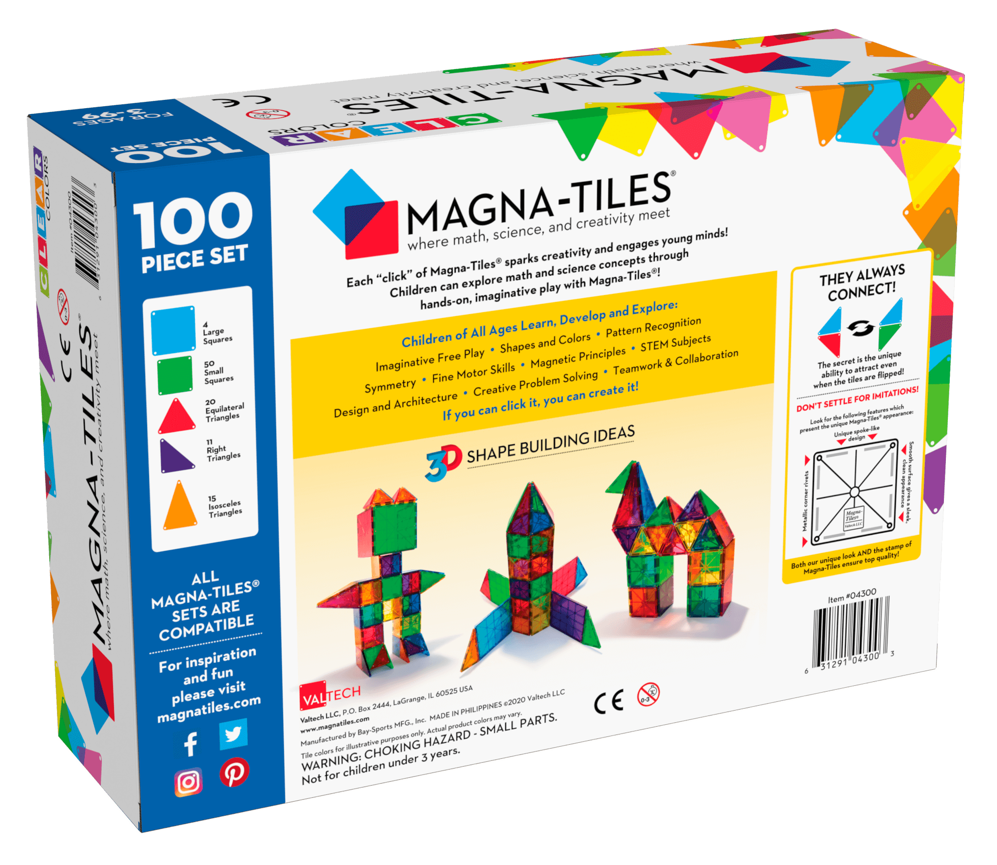 Magna Tiles 100 pc Clear Colours Buddies Toys